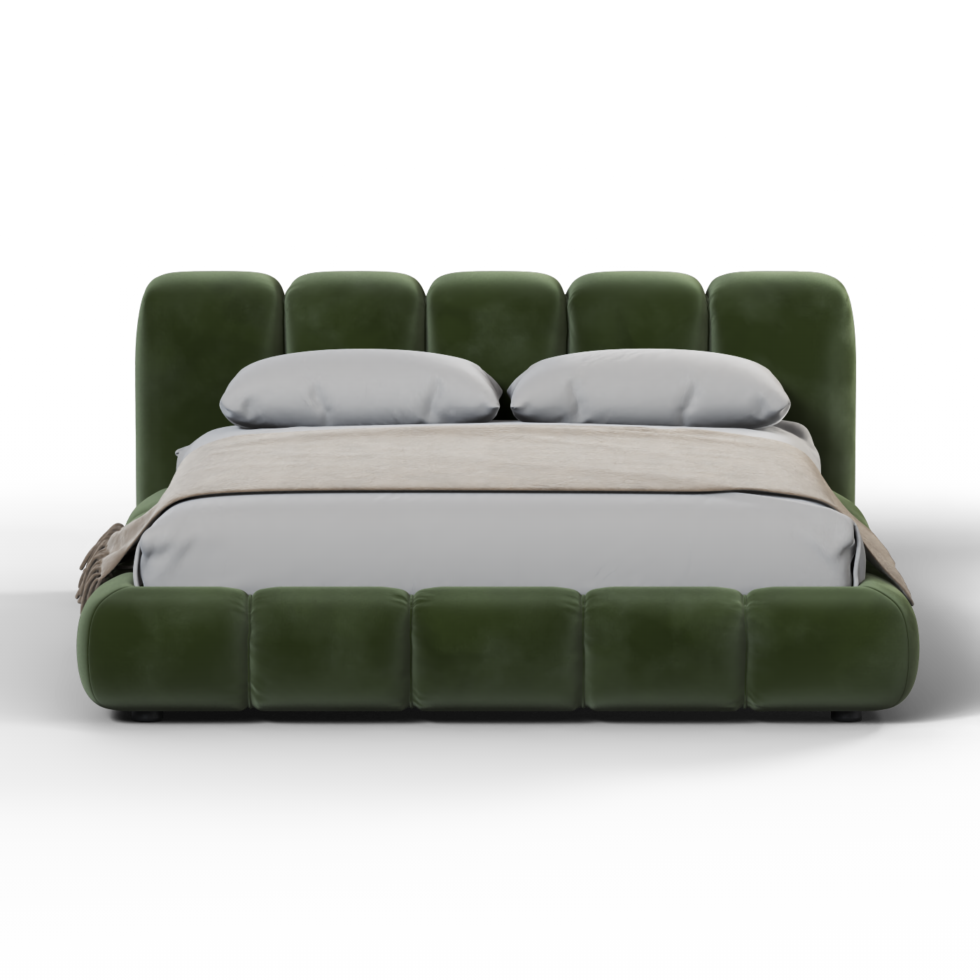 Fluffy Upholstered Bed Frame in Textured Bouclé