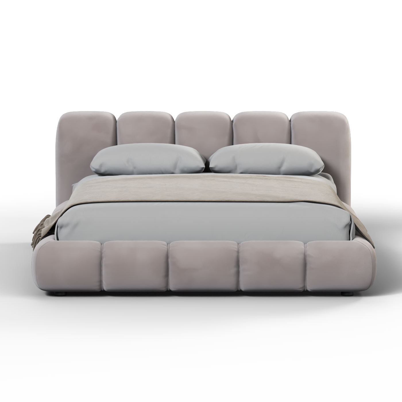 Fluffy Upholstered Bed Frame in Textured Bouclé