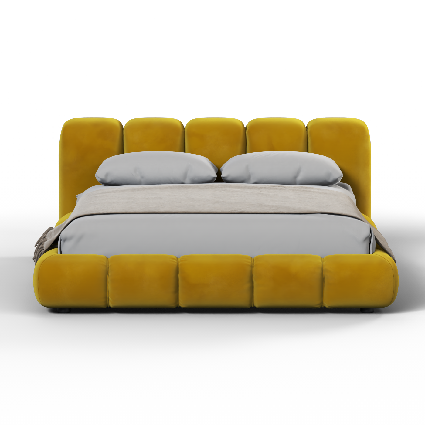 Cadre de lit rembourré moelleux en bouclé texturé