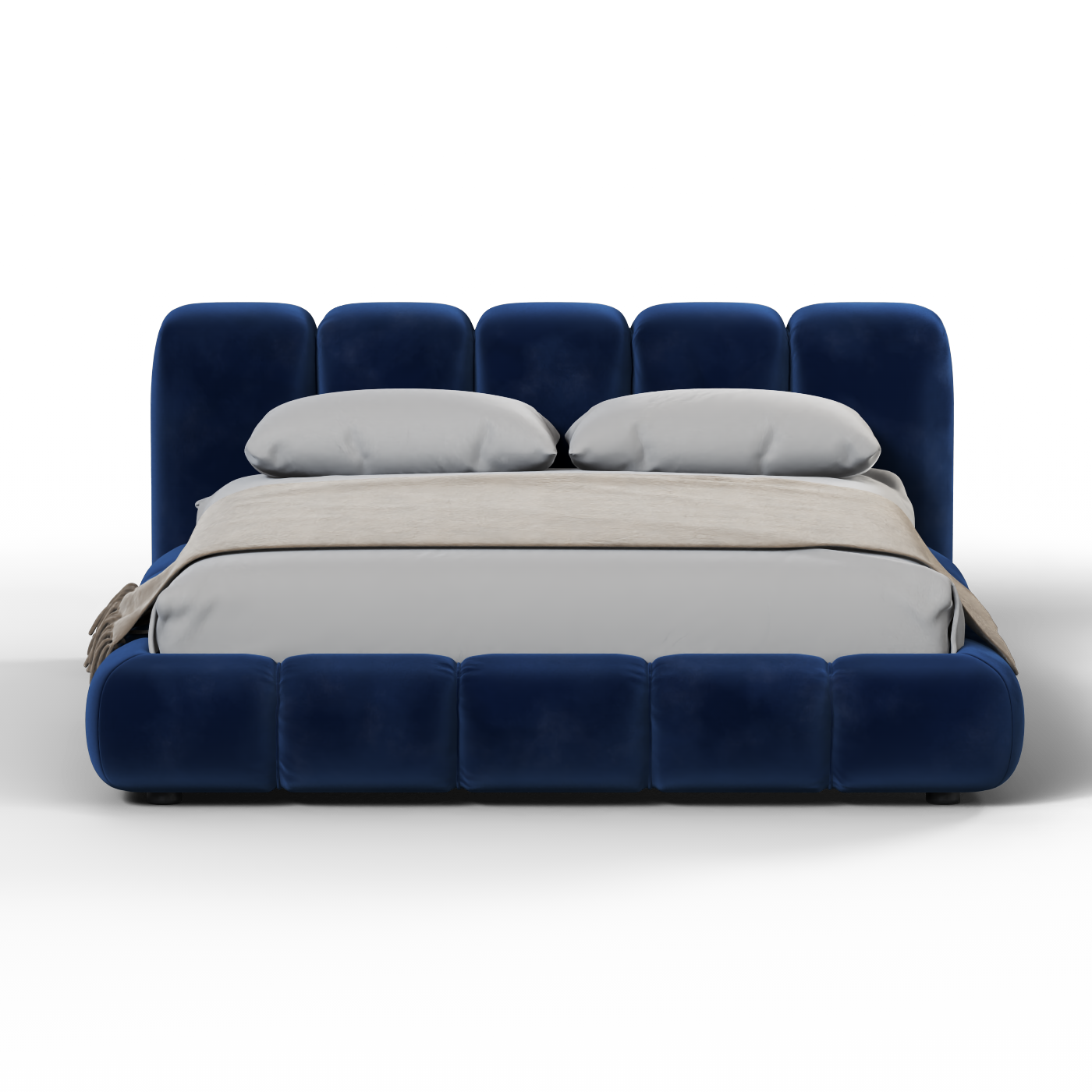 Fluffy Upholstered Bed Frame in Textured Bouclé