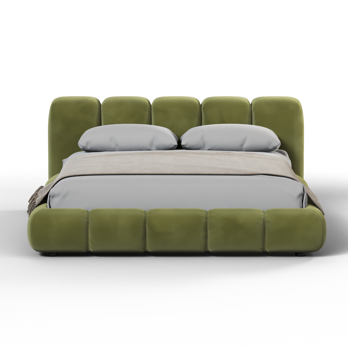 Fluffy Upholstered Bed Frame in Textured Bouclé