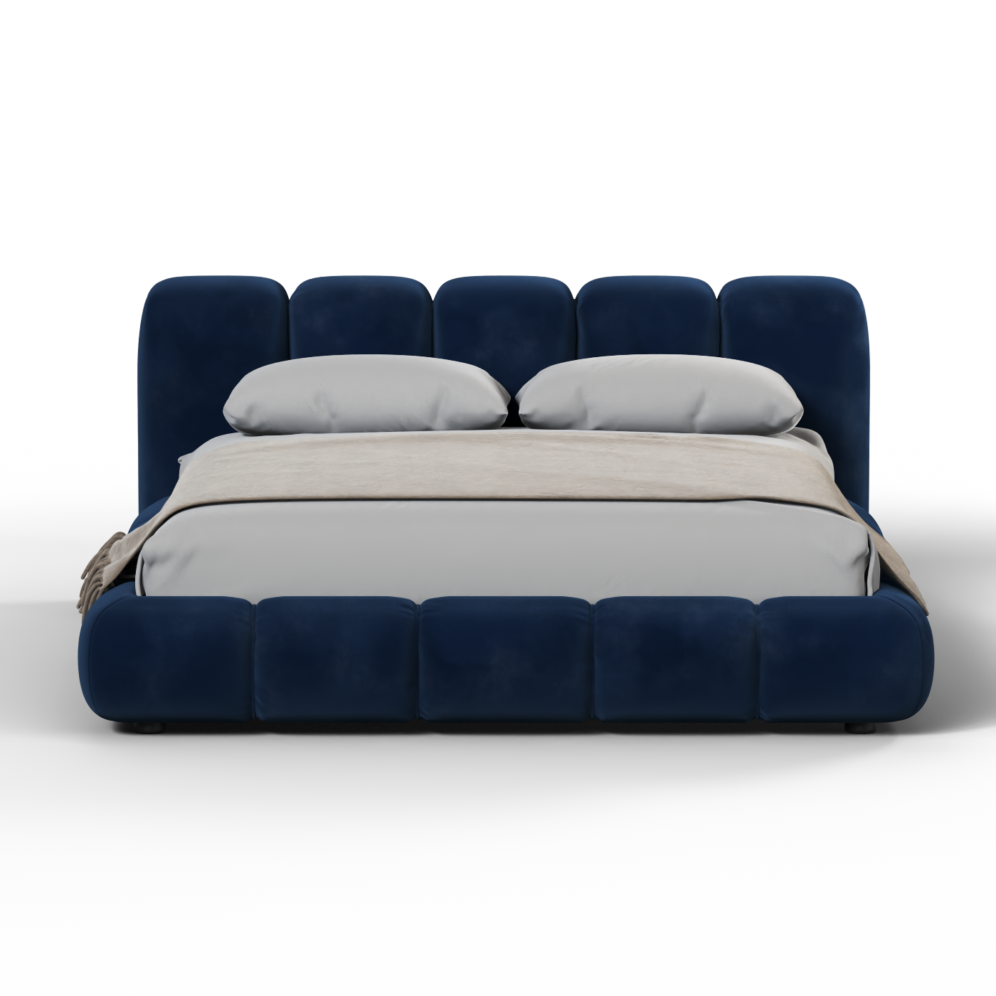 Fluffy Upholstered Bed Frame in Textured Bouclé