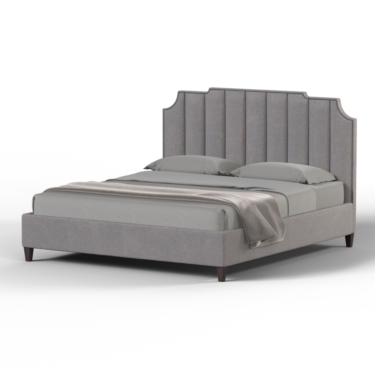 Bedspoke Gabriella Vertical High Headboard Bed – Grey Bouclé