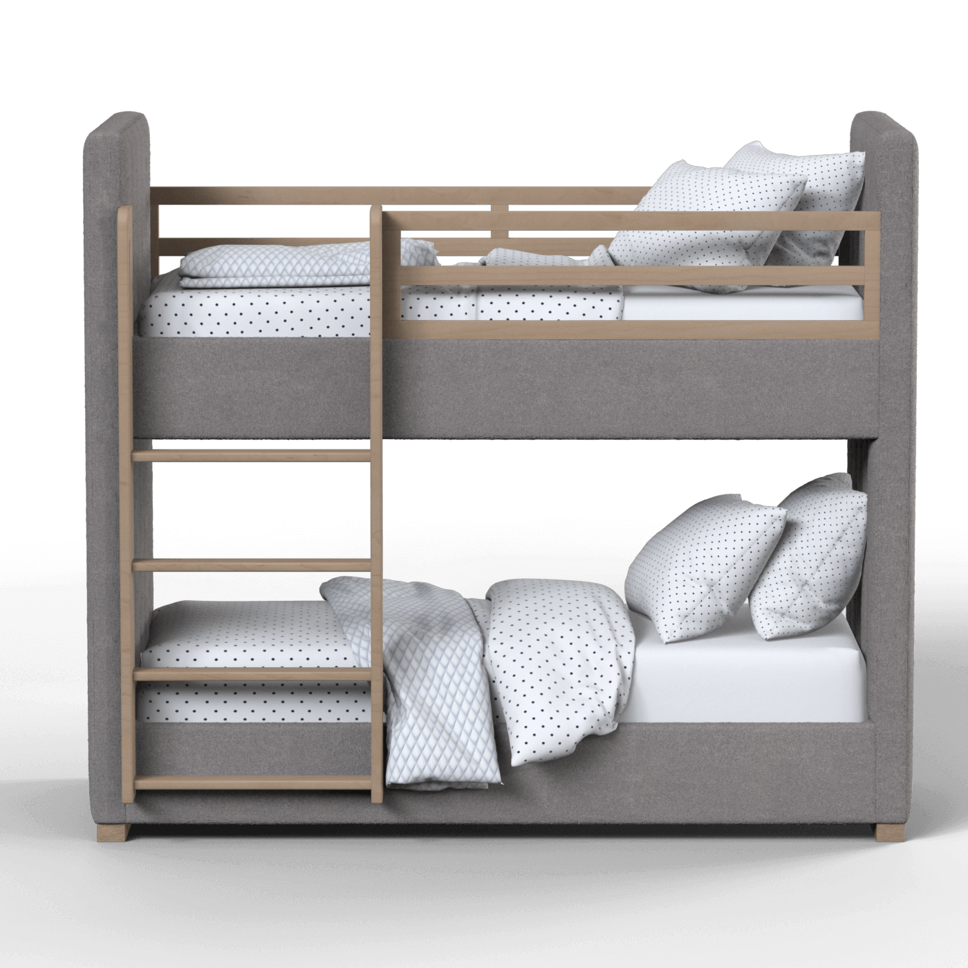 Paolo Bunk Bed with Soft Upholstery and Beechwood Accents