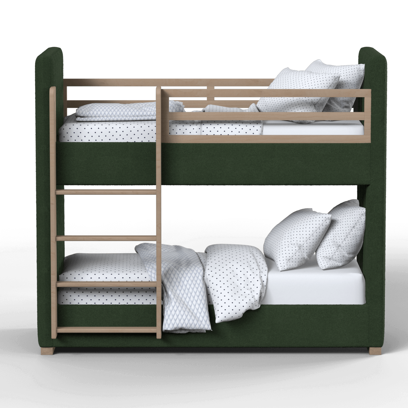 Paolo Bunk Bed with Soft Upholstery and Beechwood Accents