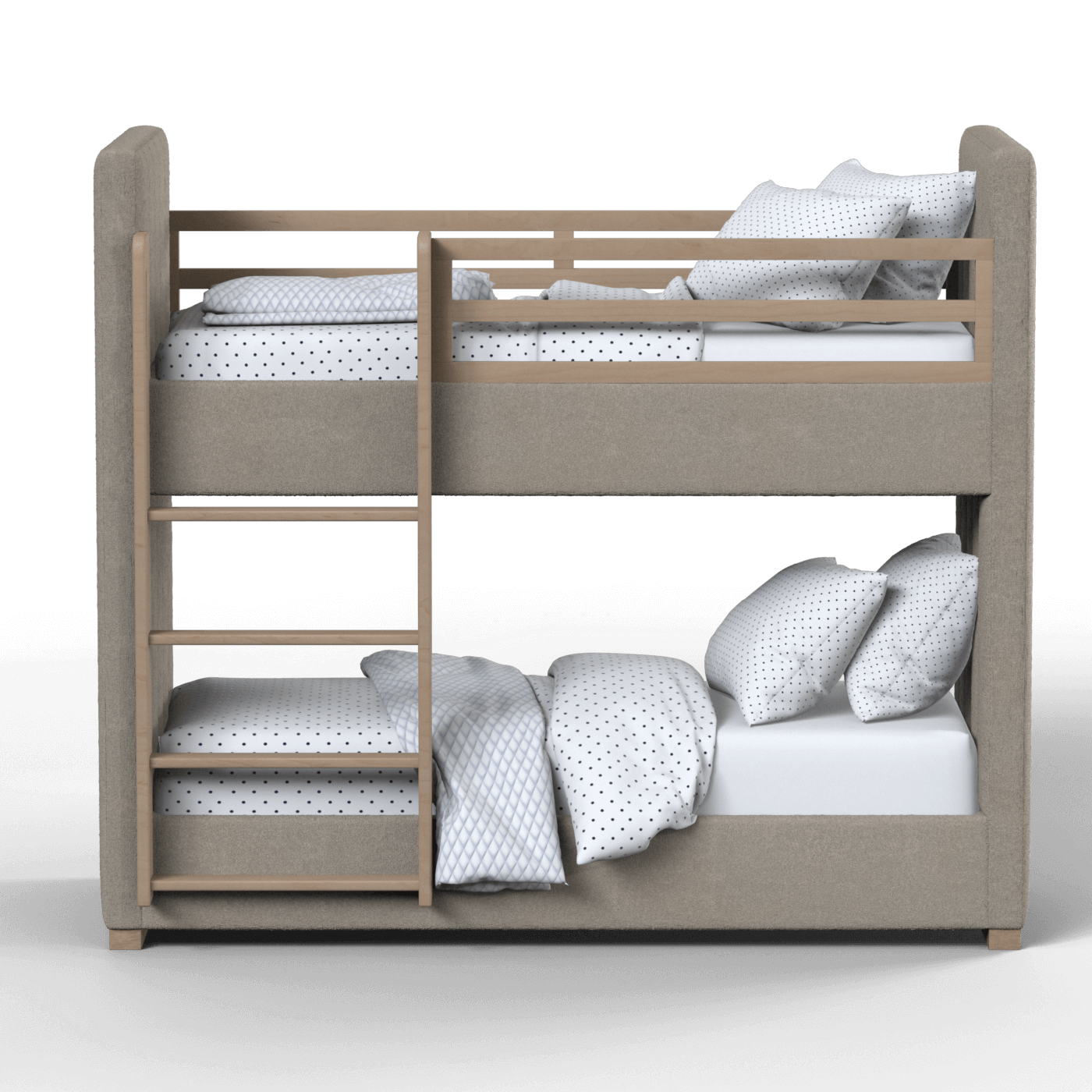 Paolo Bunk Bed with Soft Upholstery and Beechwood Accents