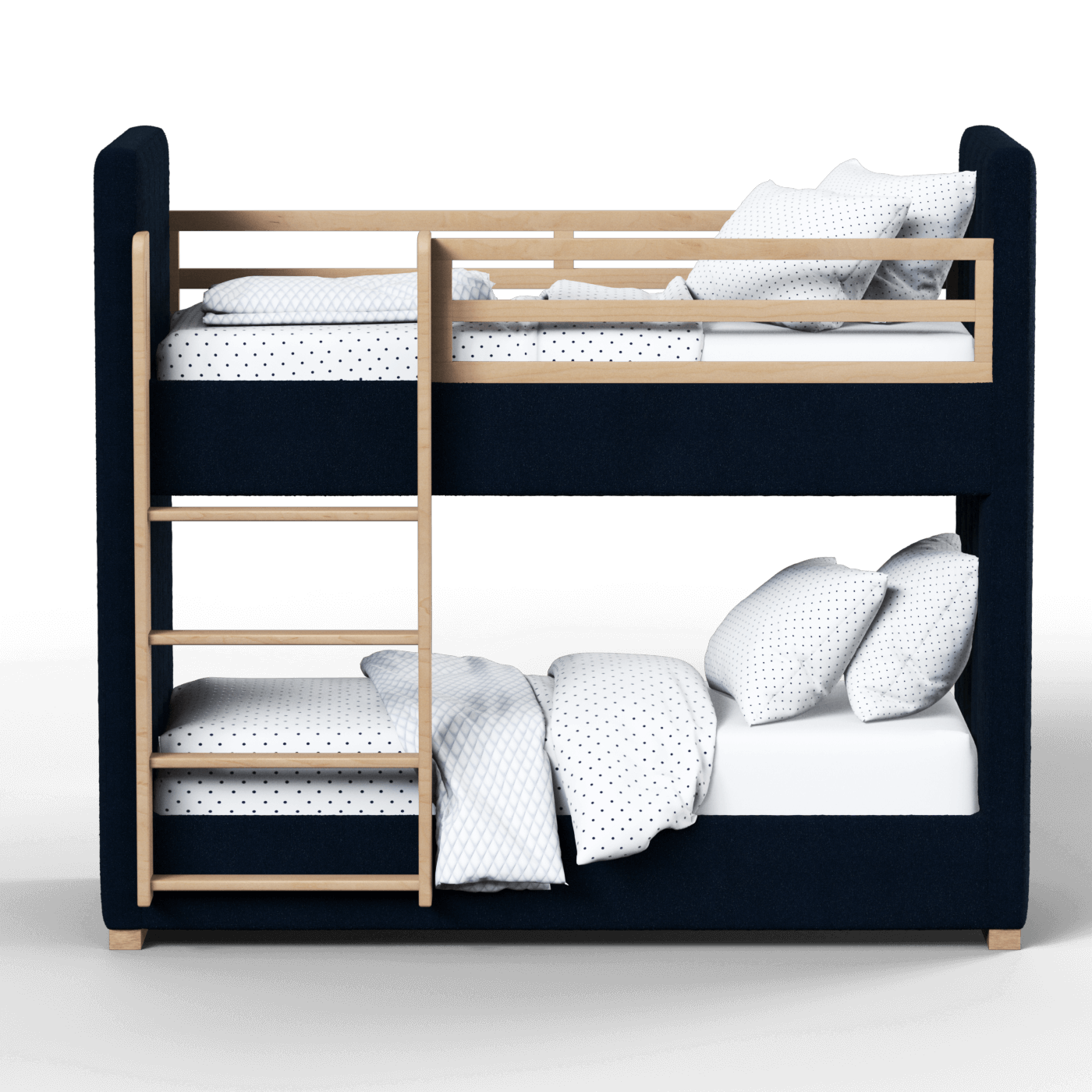 Paolo Bunk Bed with Soft Upholstery and Beechwood Accents