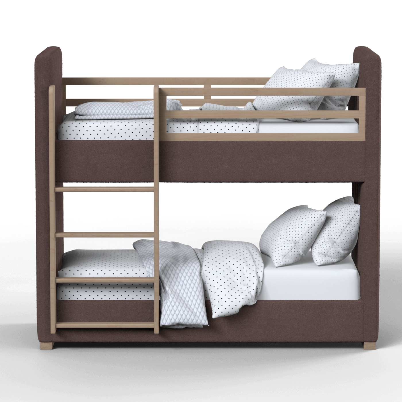 Paolo Bunk Bed with Soft Upholstery and Beechwood Accents