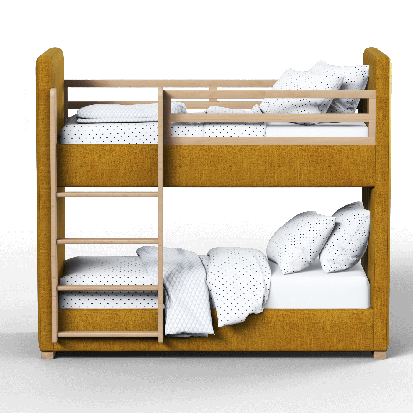 Paolo Bunk Bed with Soft Upholstery and Beechwood Accents