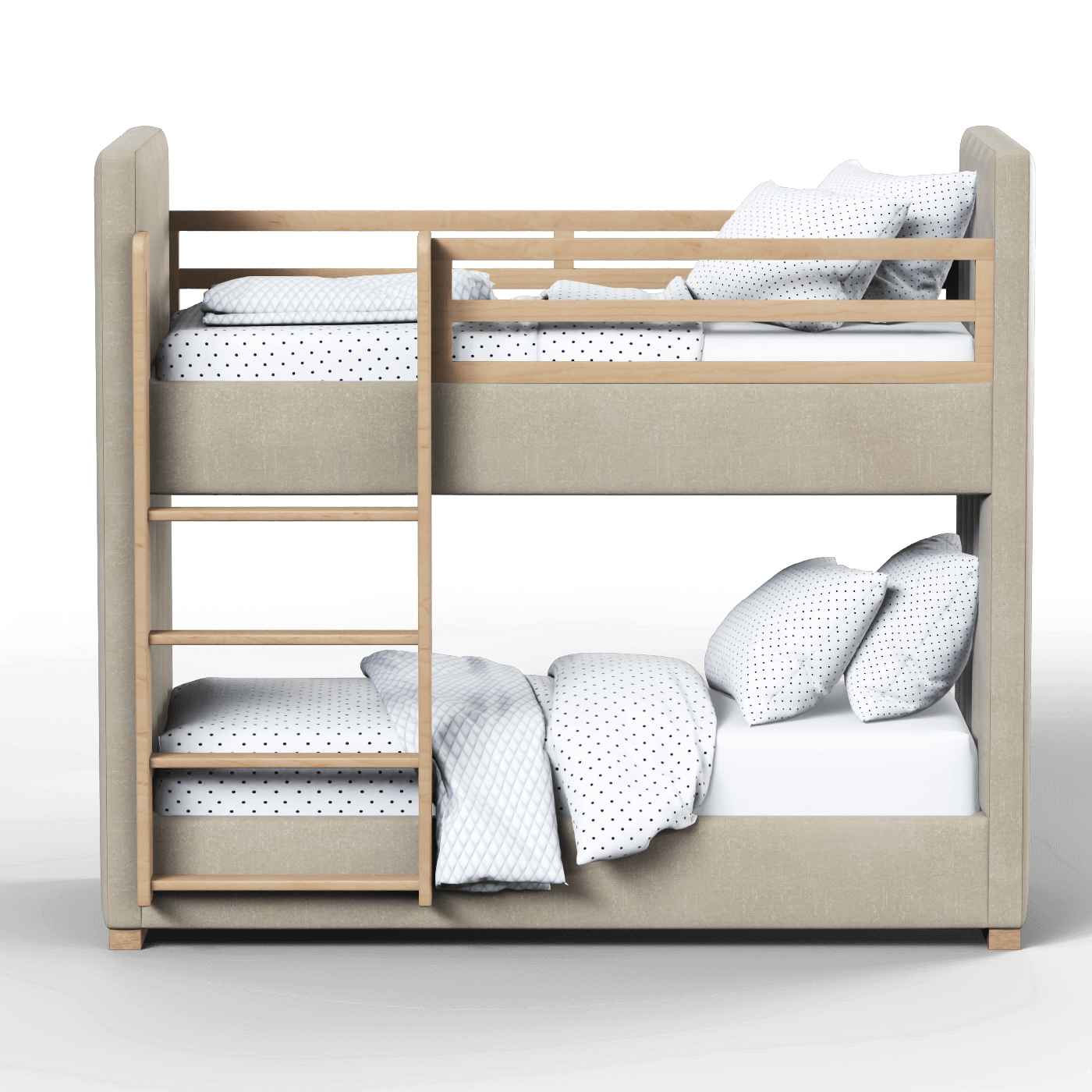 Paolo Bunk Bed with Soft Upholstery and Beechwood Accents