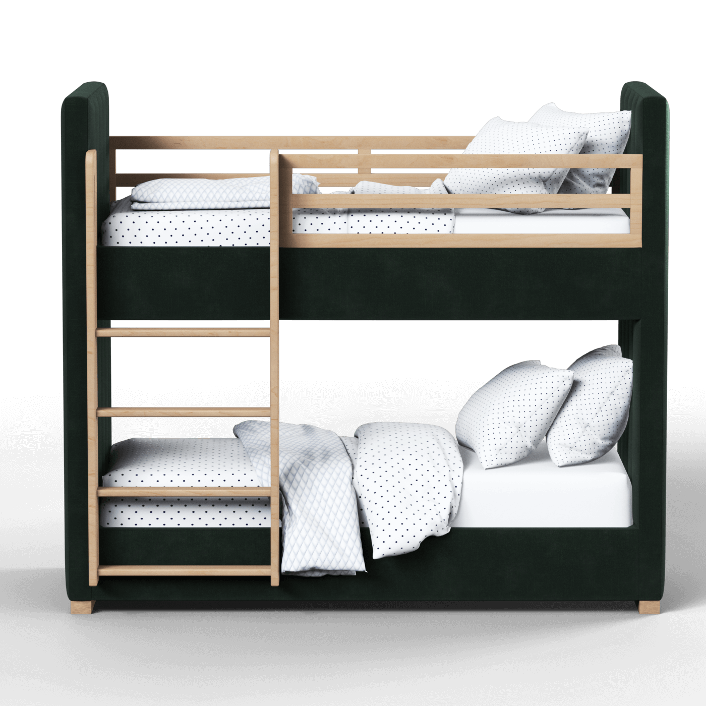 Paolo Bunk Bed with Soft Upholstery and Beechwood Accents
