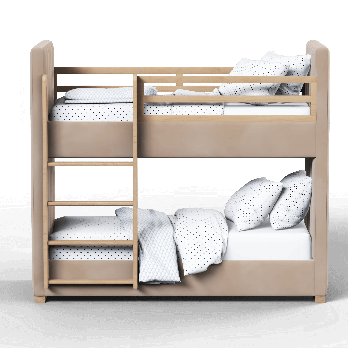 Paolo Bunk Bed with Soft Upholstery and Beechwood Accents