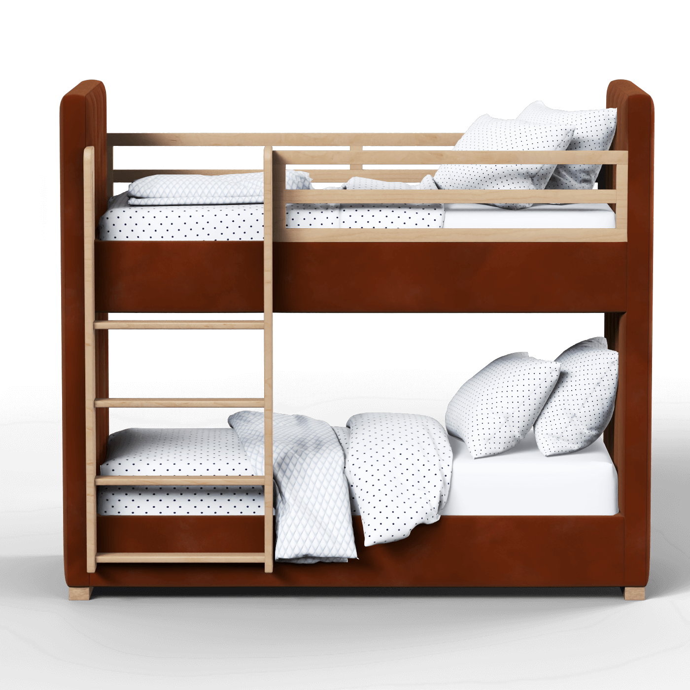 Paolo Bunk Bed with Soft Upholstery and Beechwood Accents