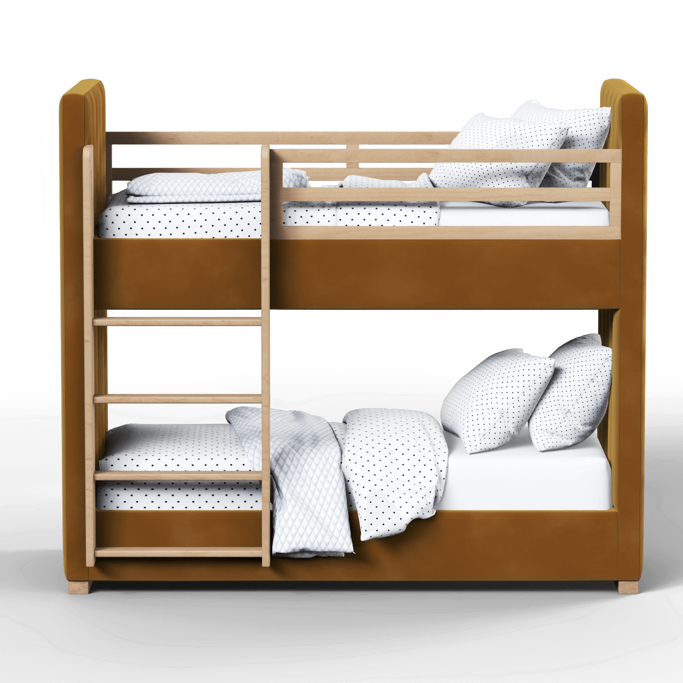 Paolo Bunk Bed with Soft Upholstery and Beechwood Accents