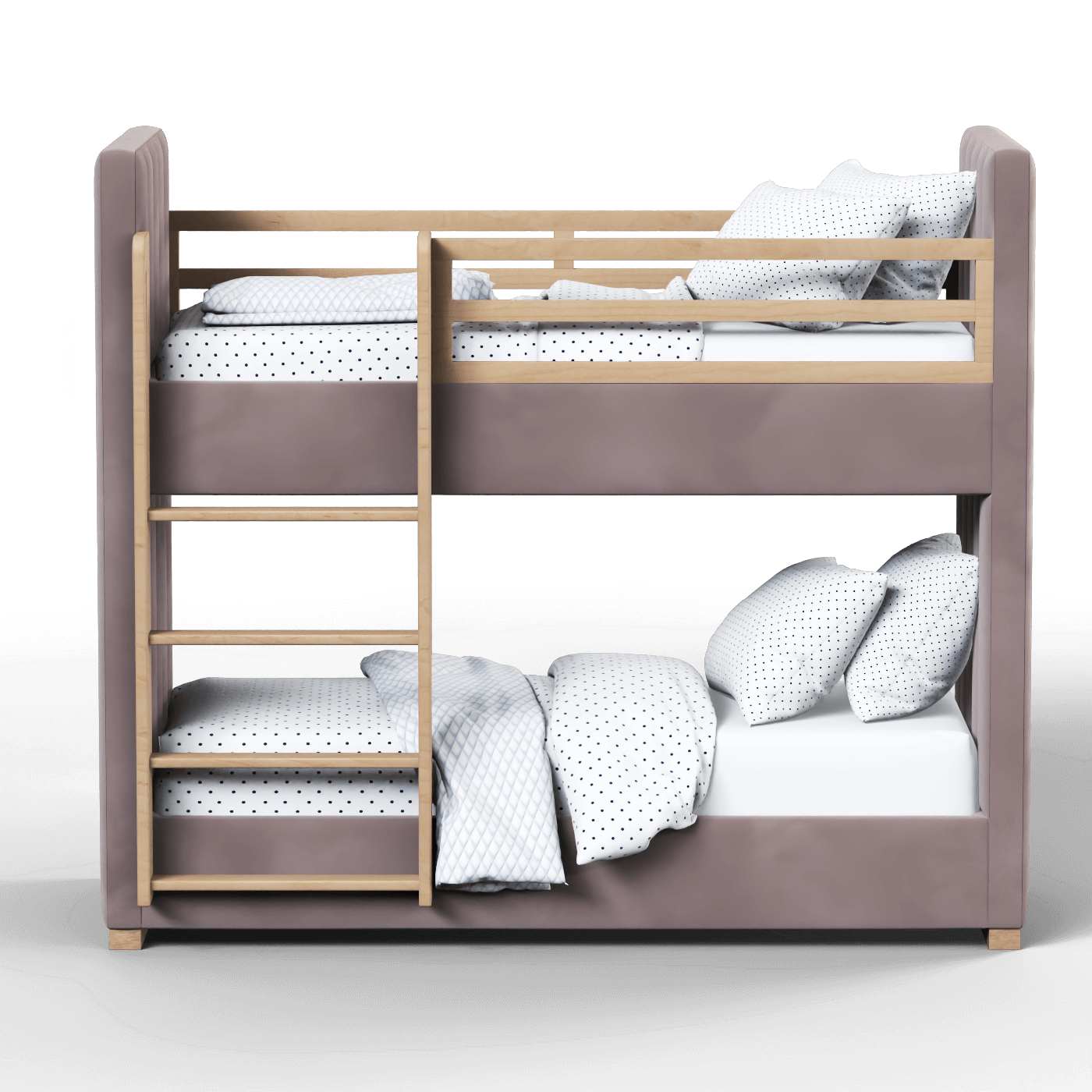 Paolo Bunk Bed with Soft Upholstery and Beechwood Accents