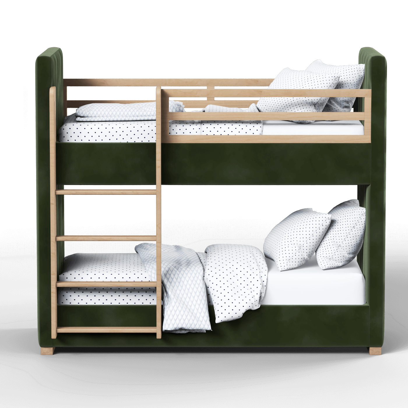 Paolo Bunk Bed with Soft Upholstery and Beechwood Accents