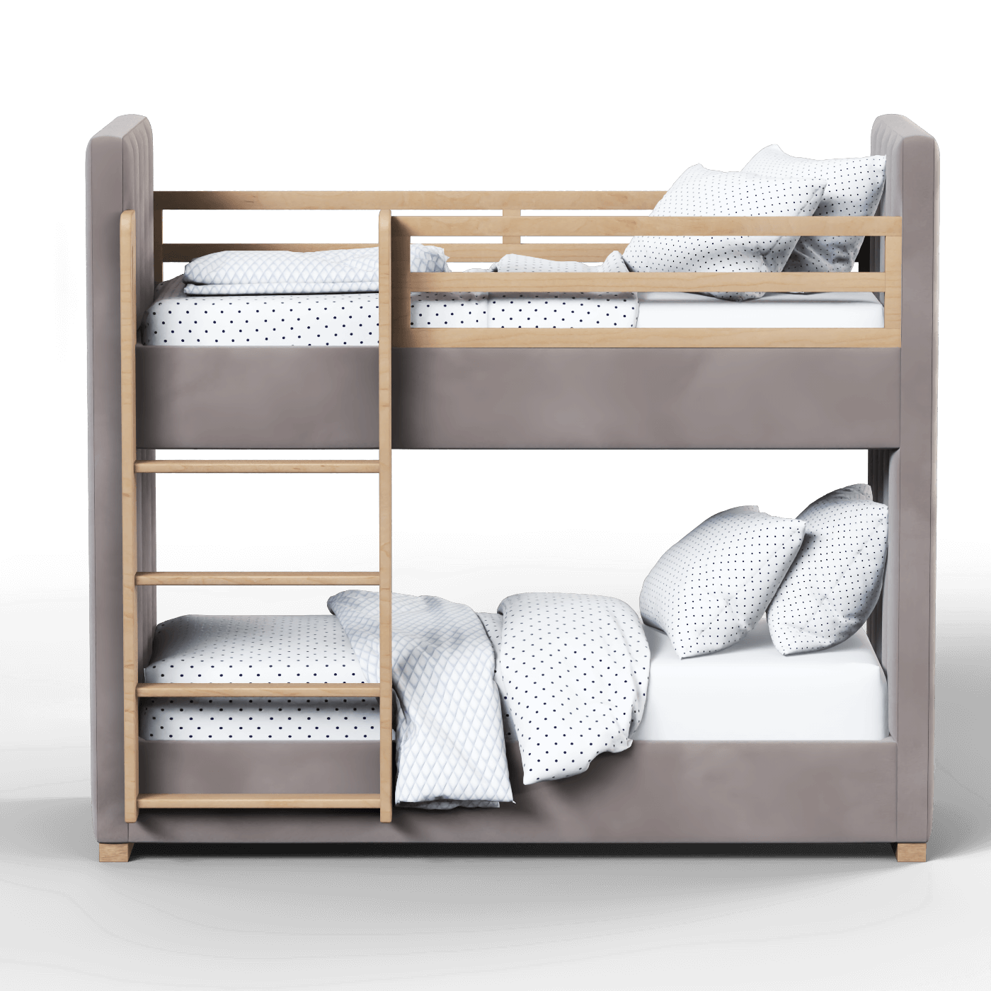 Paolo Bunk Bed with Soft Upholstery and Beechwood Accents