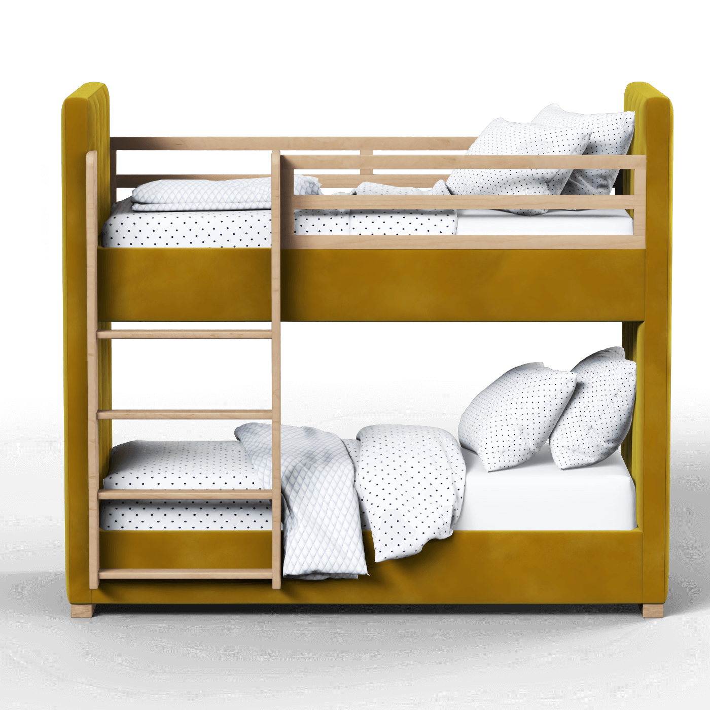 Paolo Bunk Bed with Soft Upholstery and Beechwood Accents