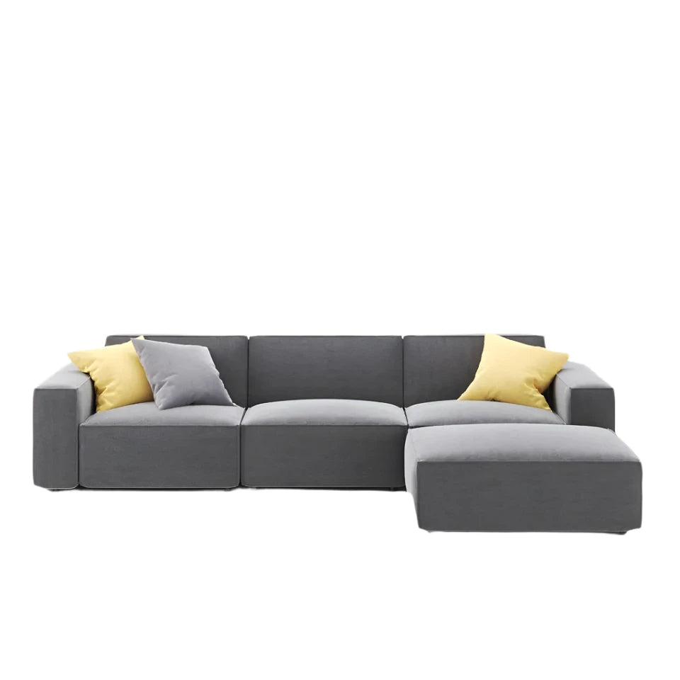 Modular Sofa Como in Sleek Grey with Bold Yellow Cushions