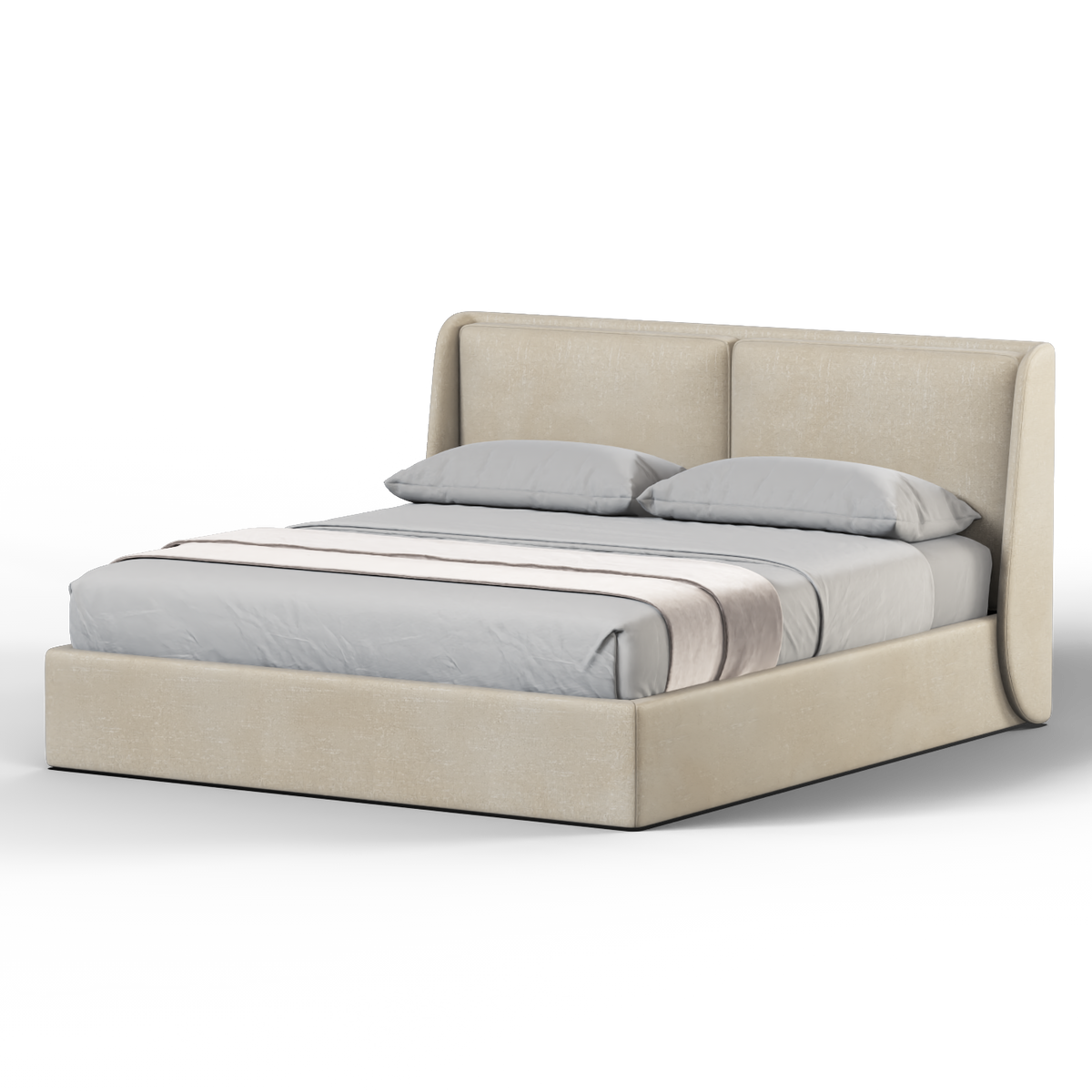 Lit double rembourré Ruby en tissu haut de gamme