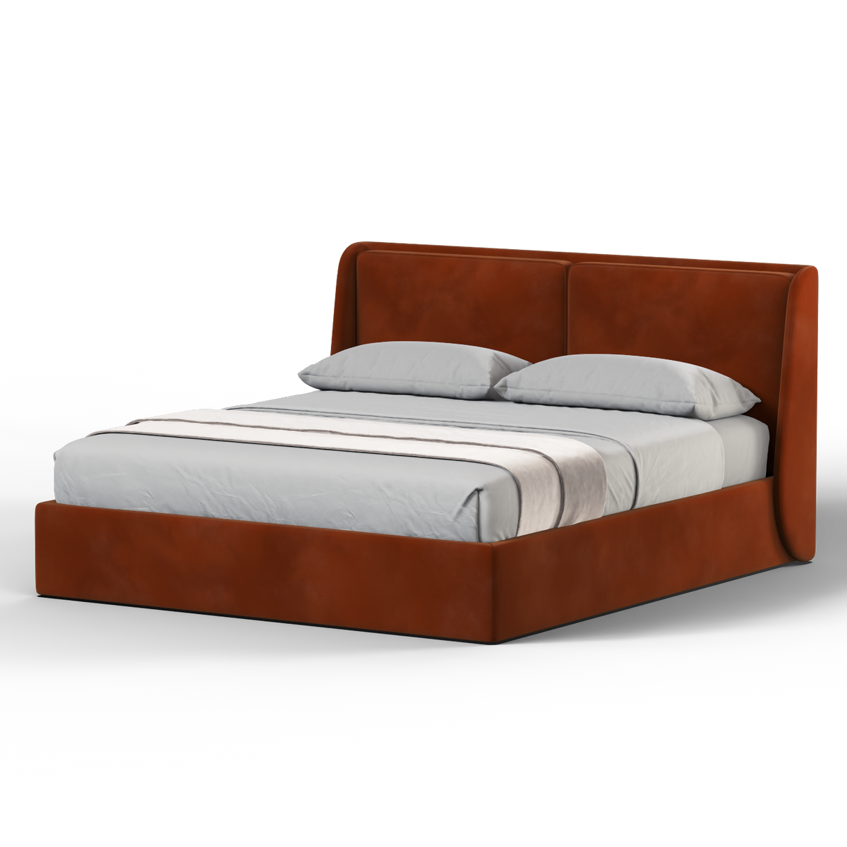 Lit double rembourré Ruby en tissu haut de gamme