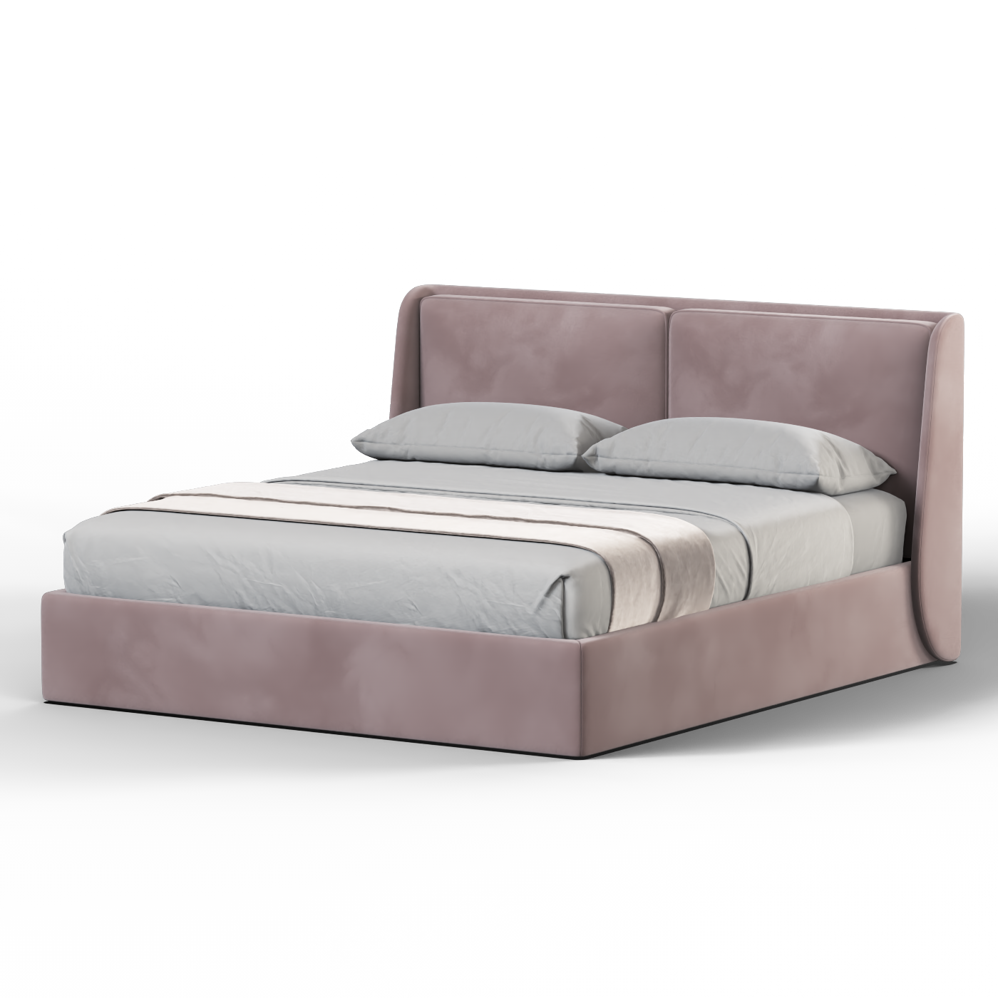 Lit double rembourré Ruby en tissu haut de gamme