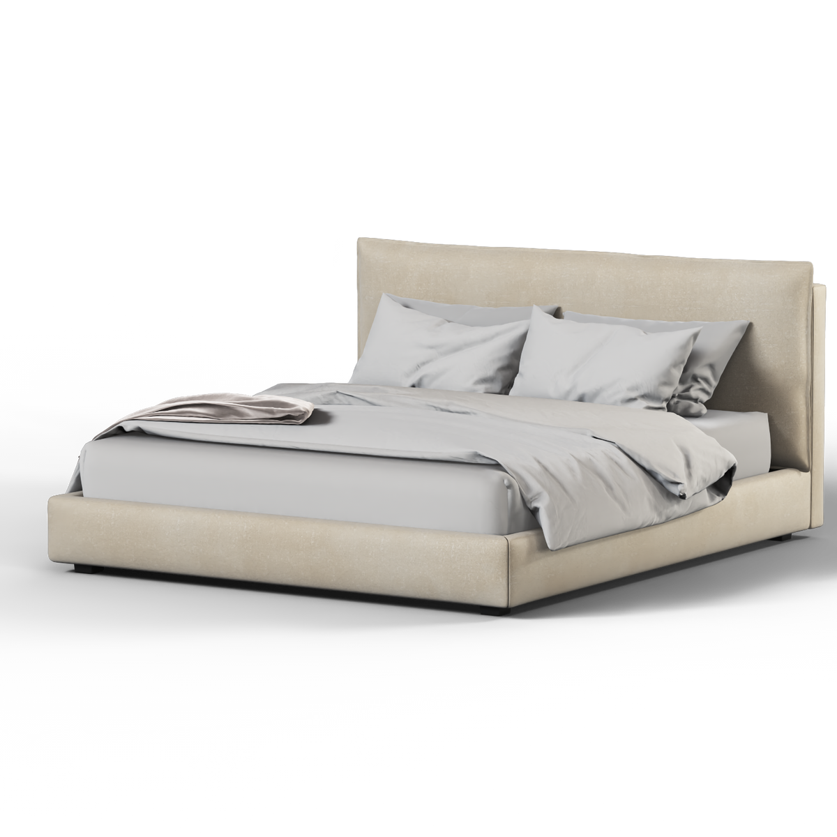Bedspoke Thea Upholstered Bed – Ivory Woven Fabric