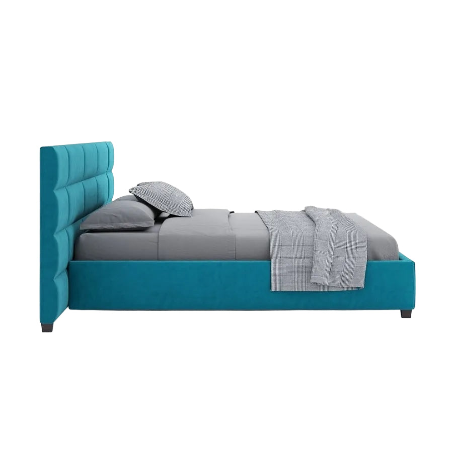 Ava Bed with Extended Panel Headboard and Upholstered Frame