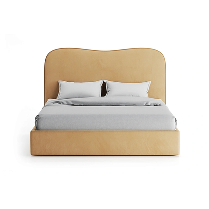 Wave Curved Bed — Light Tan Platform Bed