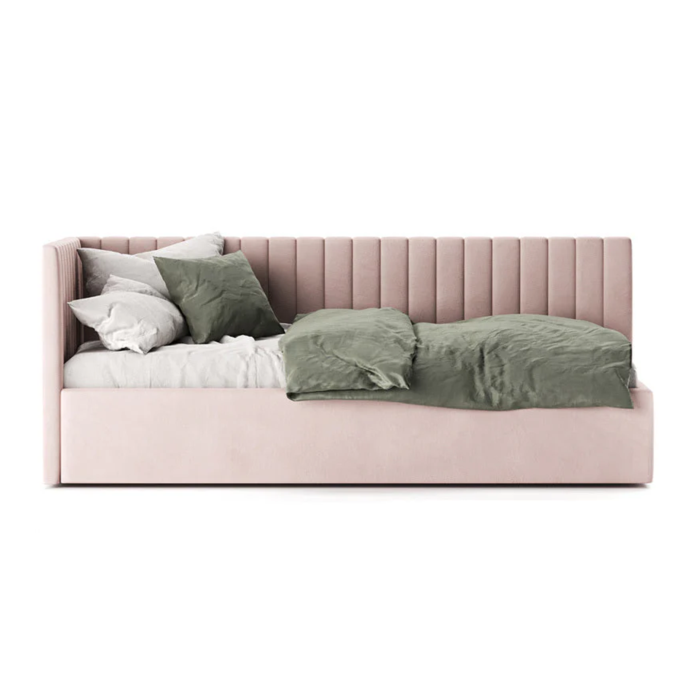 Peony Kids Bed in Pink Striped Fabric
