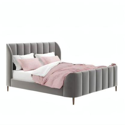 Stefania Upholstered Double Bed with Vertical Panel Headboard and Footboard
