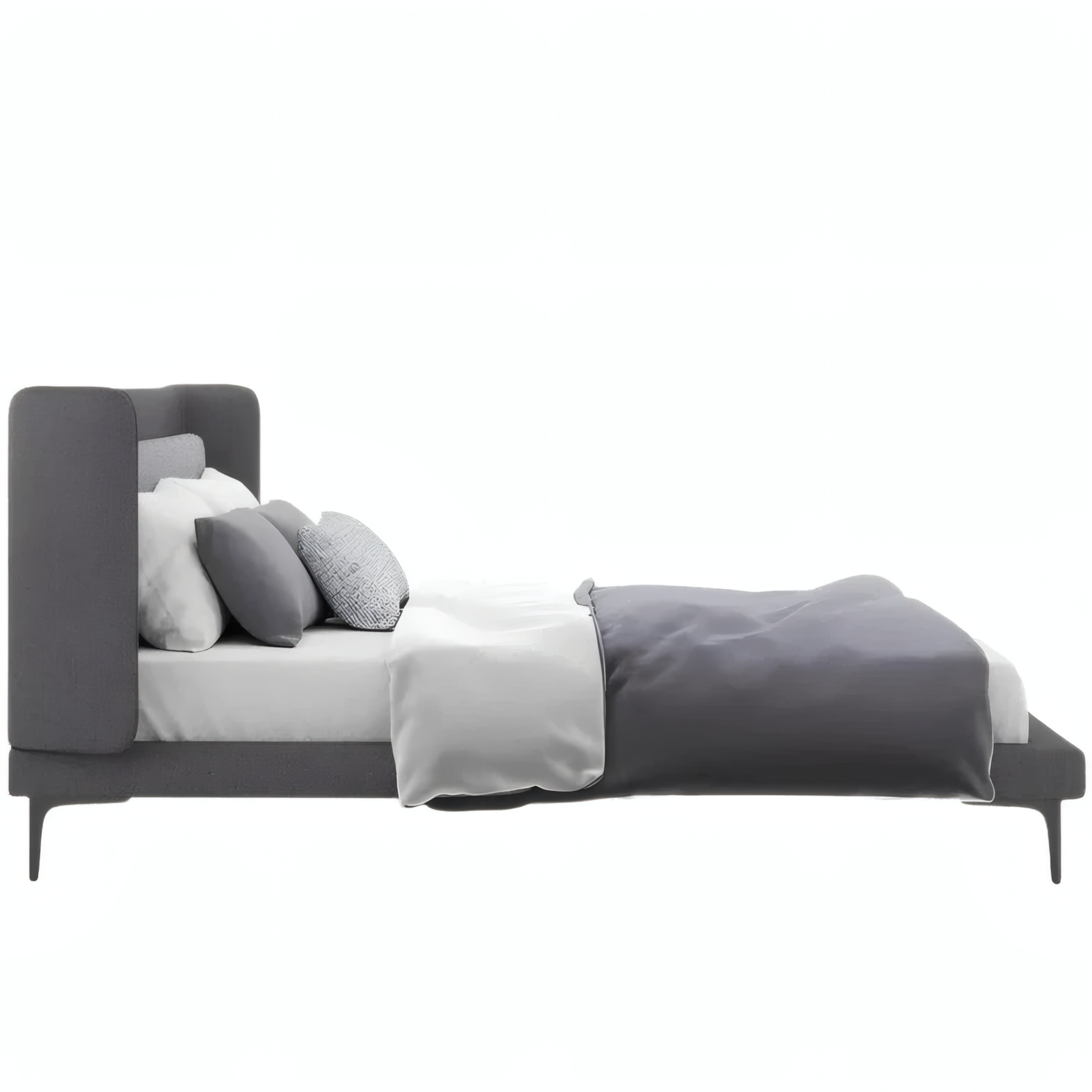 Lit Elsa aux courbes raffinées et à la tête de lit épurée