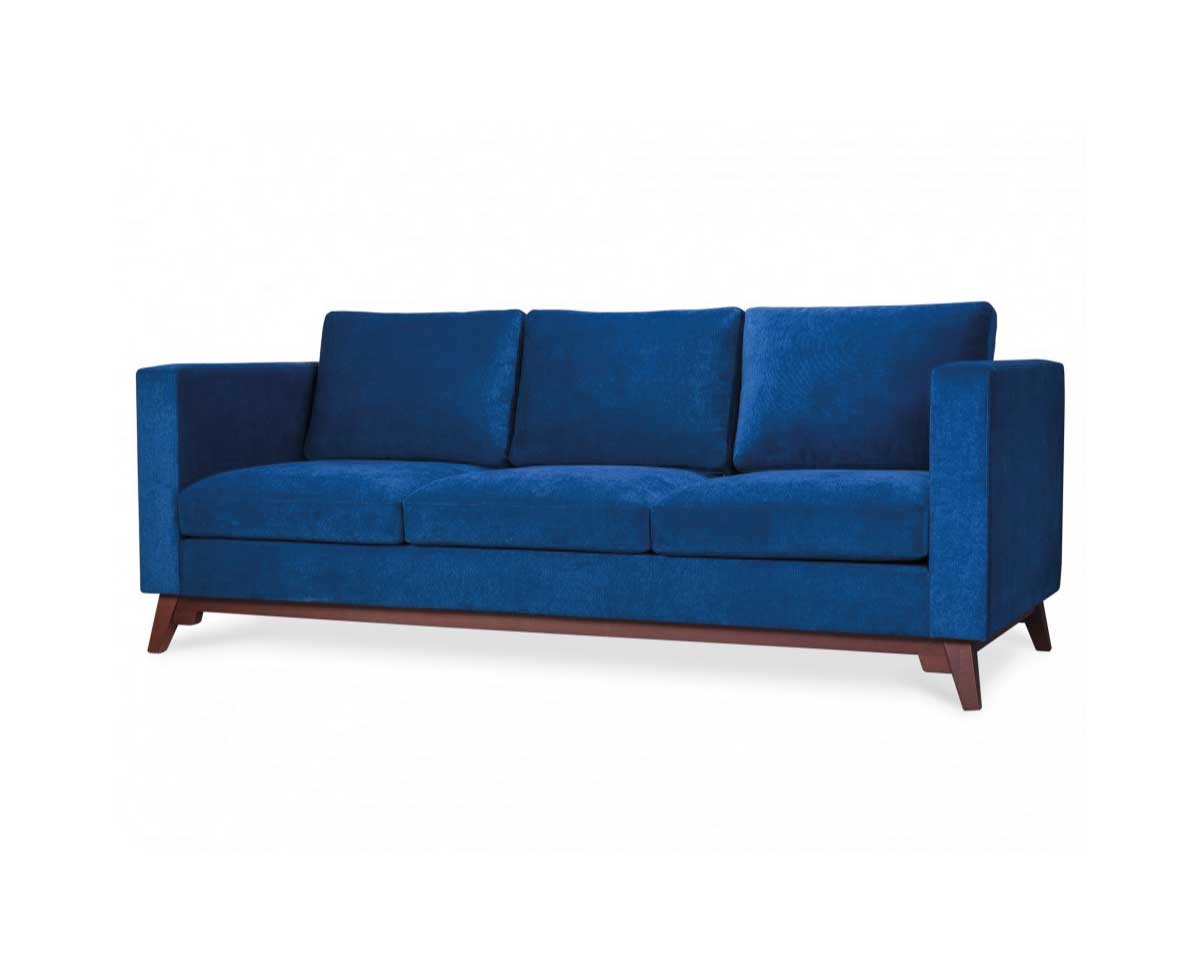 Sofa Heaven with Three Seat Cushions Three Back Cushions and Wooden Legs