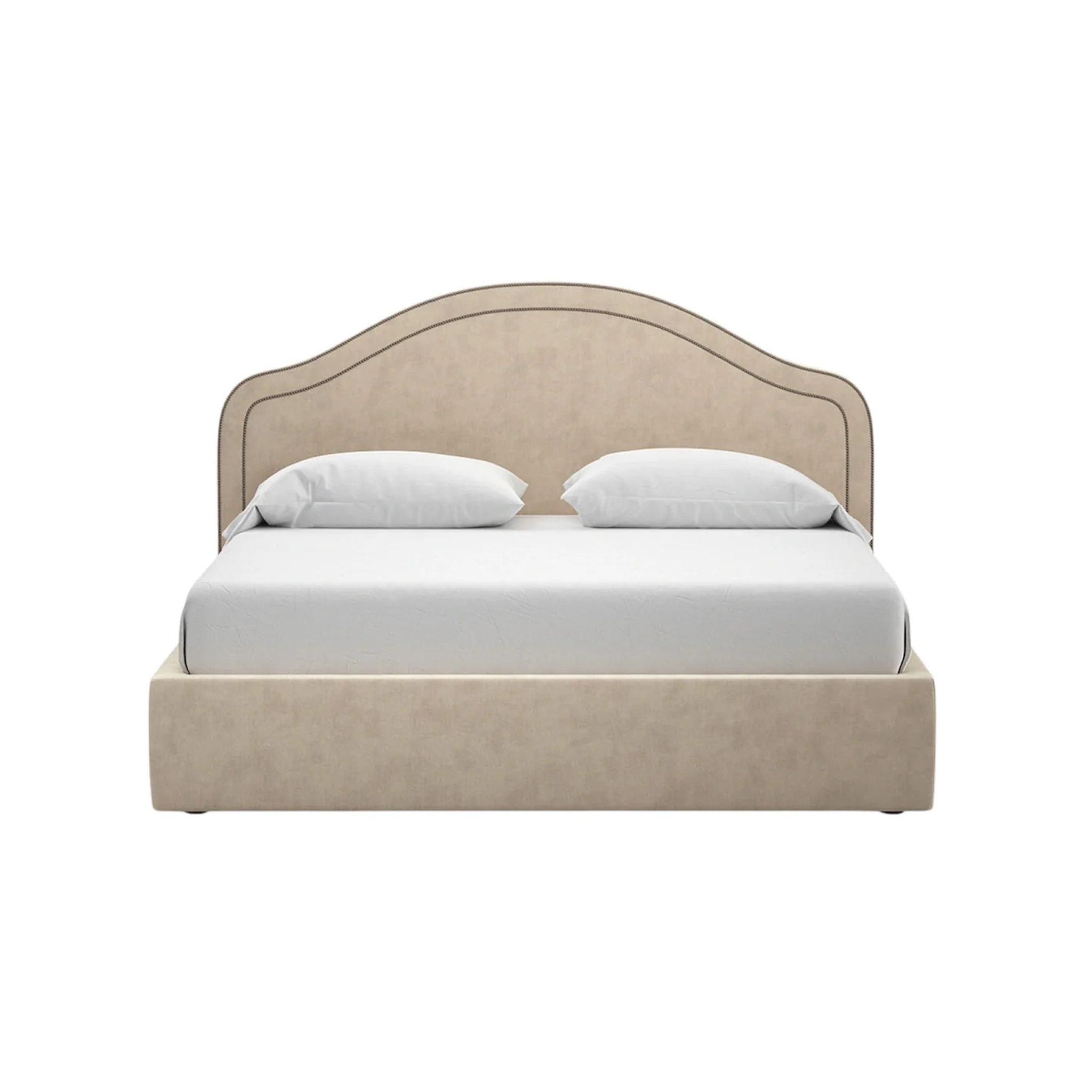 Lit de rêve avec tête de lit haute et incurvée rembourrée