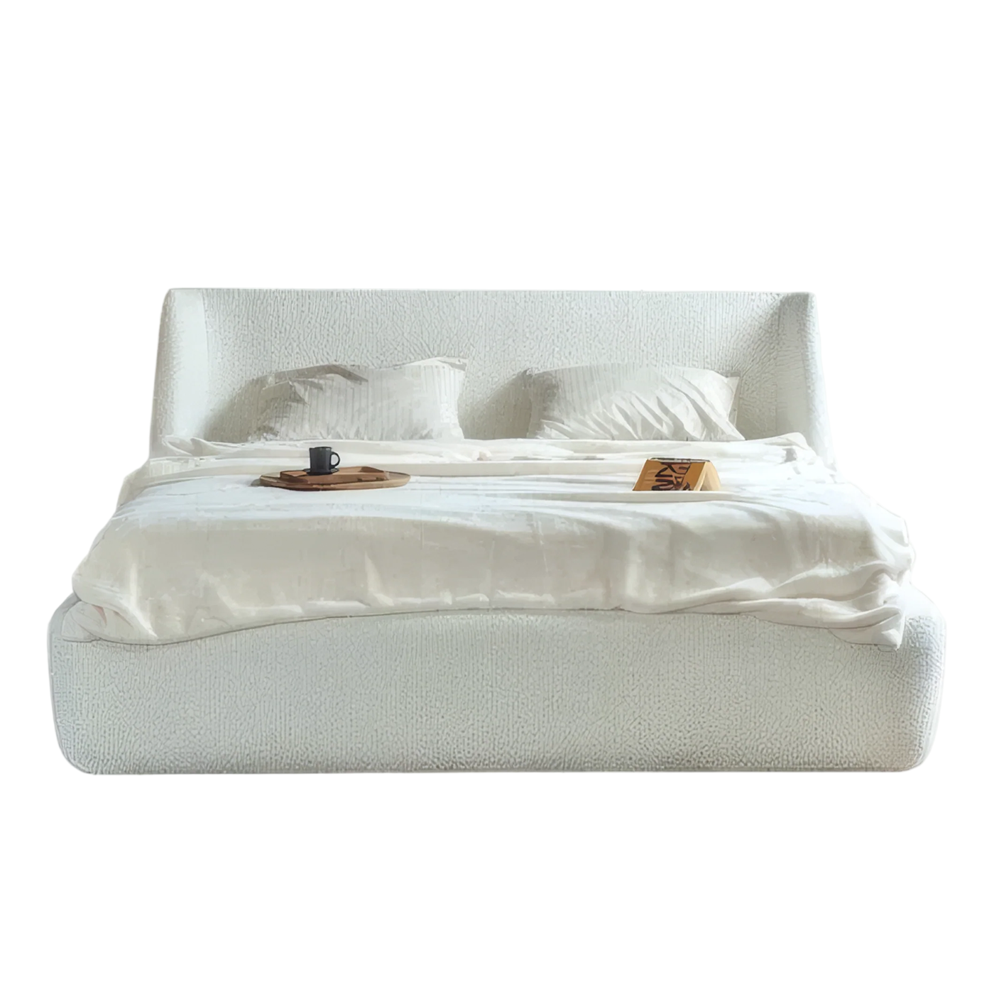 Torella Dia Bucle Double Bed with Curved Upholstered Headboard