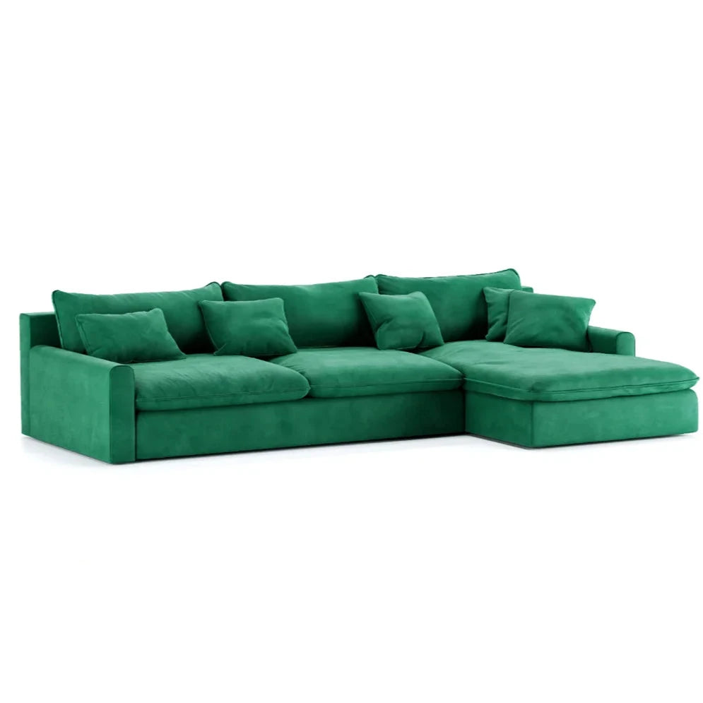 Angled view of Felton sofa showcasing L-shape and fabric texture