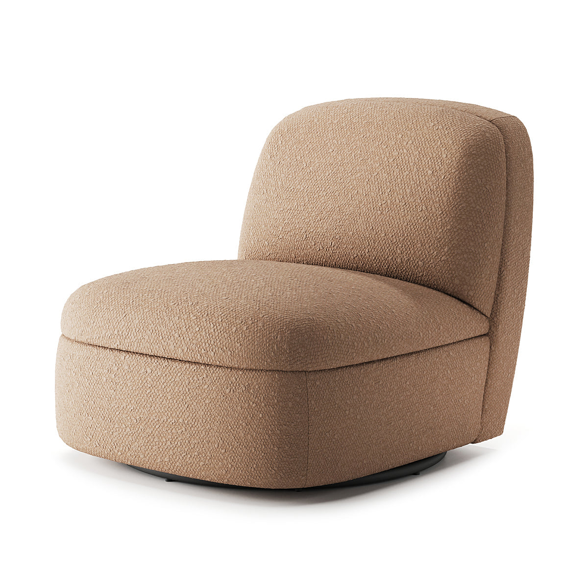 Side view of Puffy Velvet Upholstered Chair showing curved design