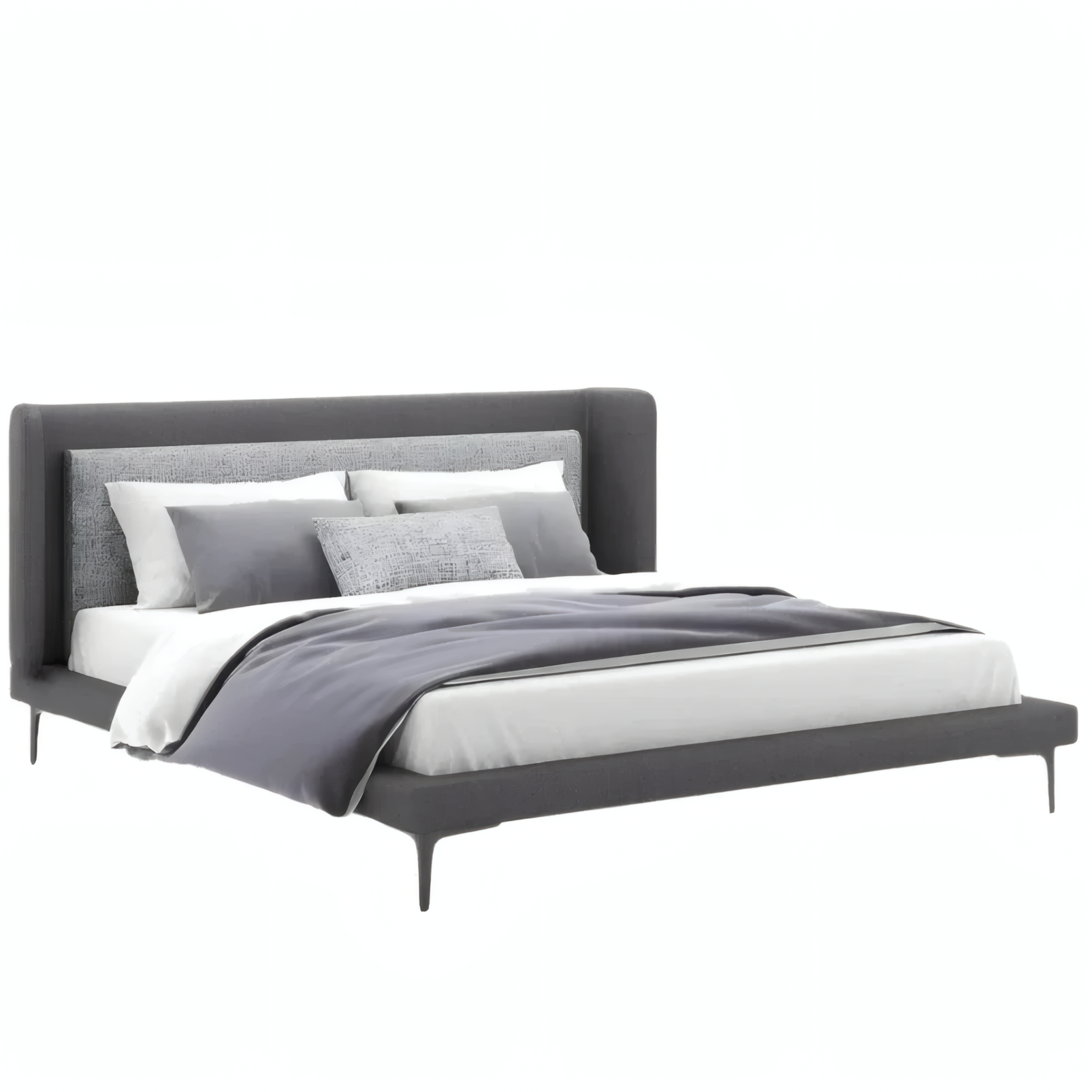 Lit Elsa aux courbes raffinées et à la tête de lit épurée