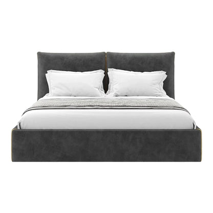 The Ariel bed features a sleek frame and a softly curved headboard.
