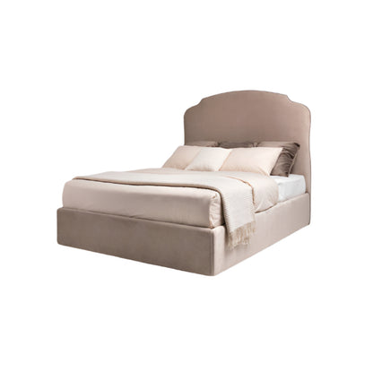 Inge High Upholstered Bed with Curved Headboard
