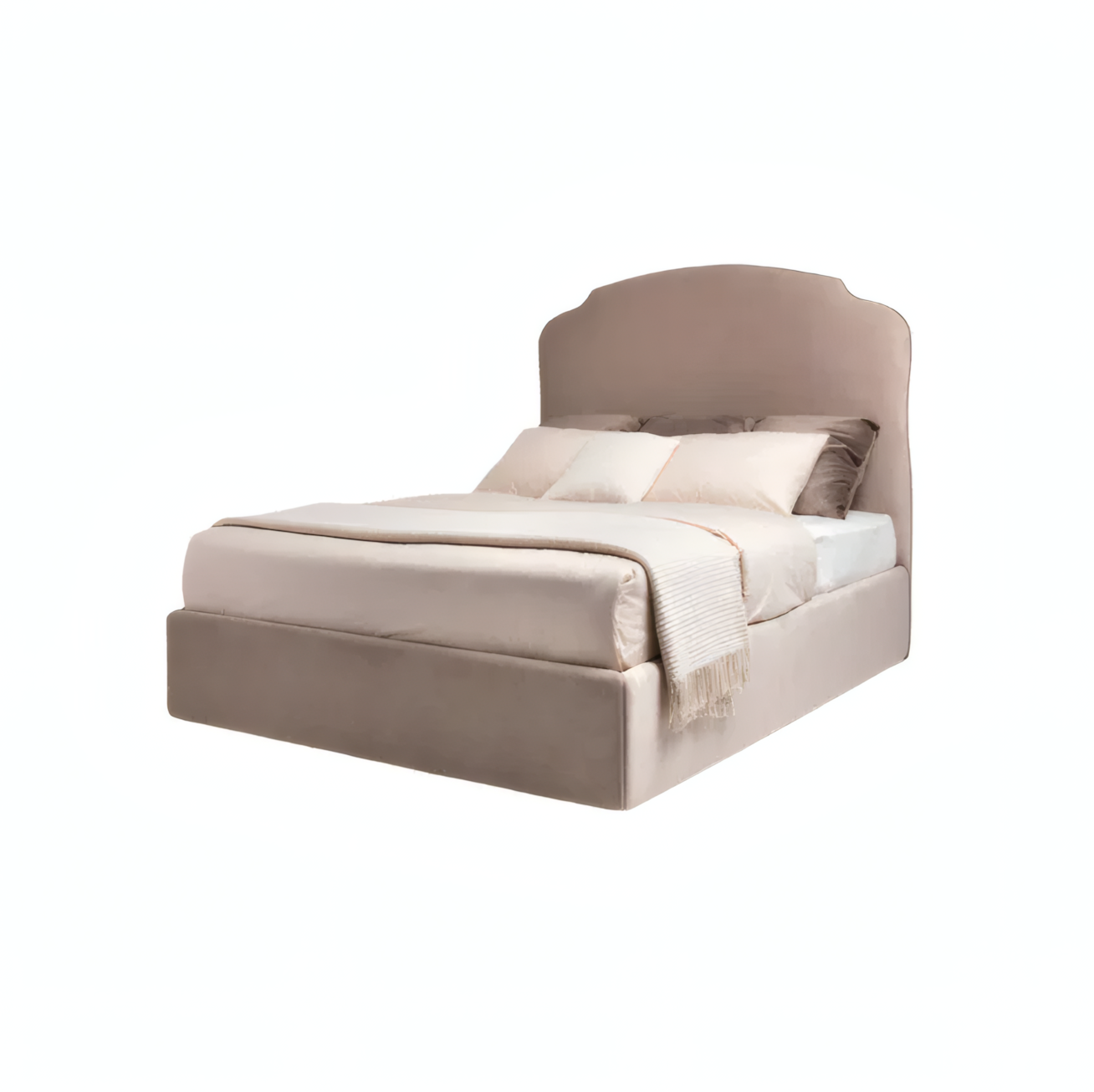 Lit haut rembourré Inge avec tête de lit incurvée