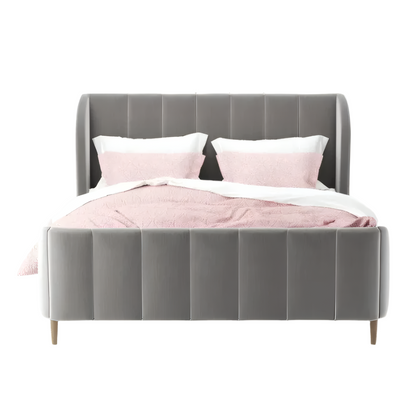 Stefania Upholstered Double Bed with Vertical Panel Headboard and Footboard