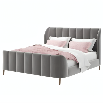 Stefania Upholstered Double Bed with Vertical Panel Headboard and Footboard