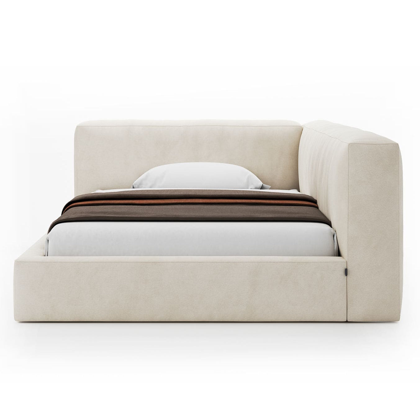 Alauda upholstered daybed with storage in neutral fabric