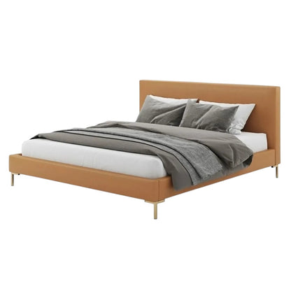 Alma Bed with Straight Headboard and Gold-Finished Legs