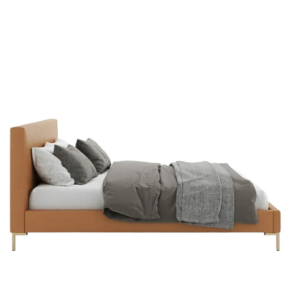 Alma Bed with Straight Headboard and Gold-Finished Legs