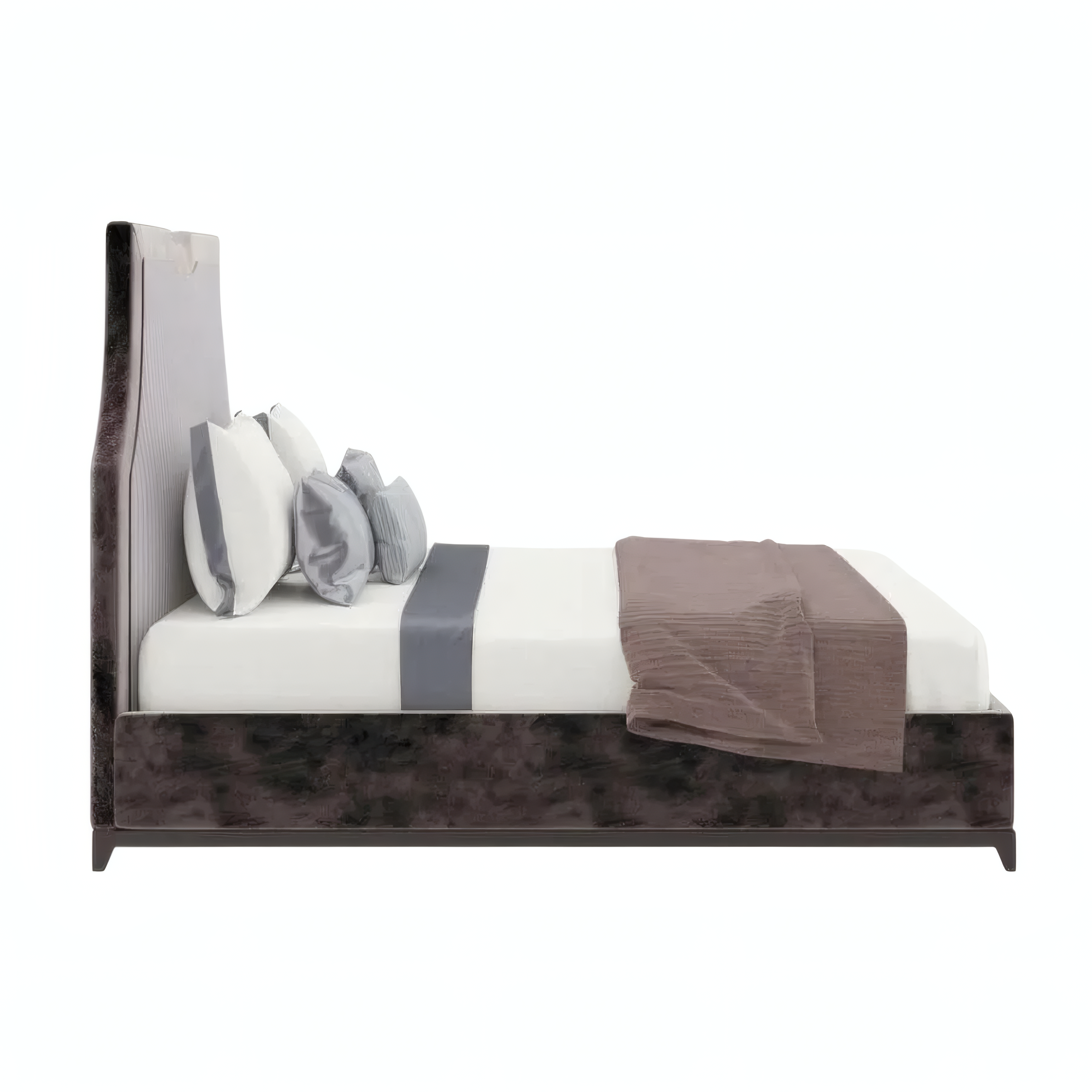 Isla Bed with High Curved Headboard and Upholstered Frame
