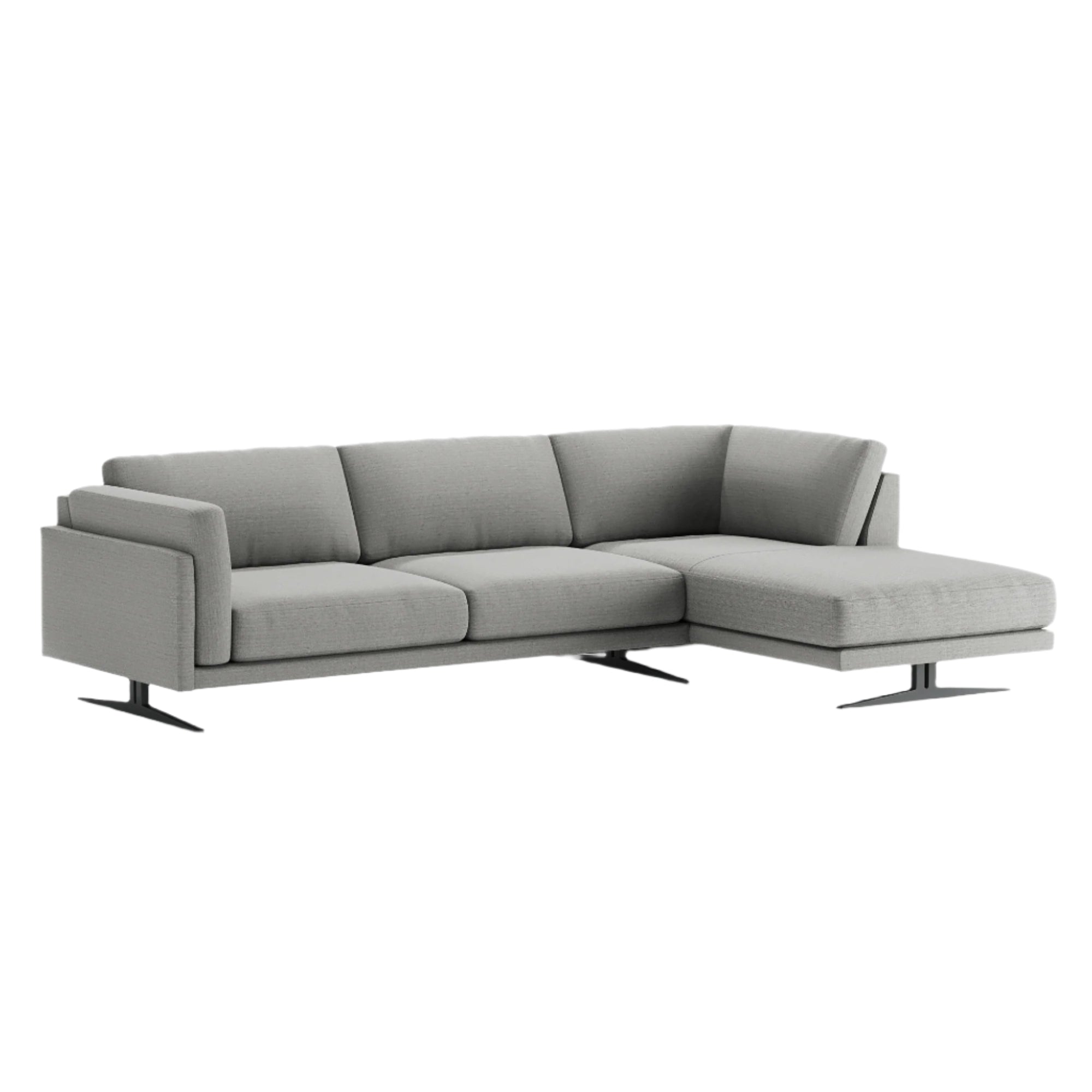 Side view of the Ozzy sofa showing relaxed proportions and cushioned design