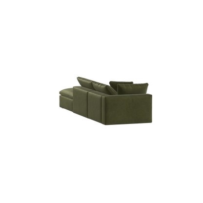 Canapé d'angle modulable Ari avec pouf - Large choix de tissus