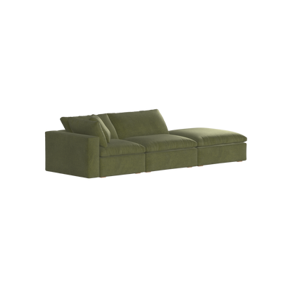 Canapé d'angle modulable Ari avec pouf - Large choix de tissus